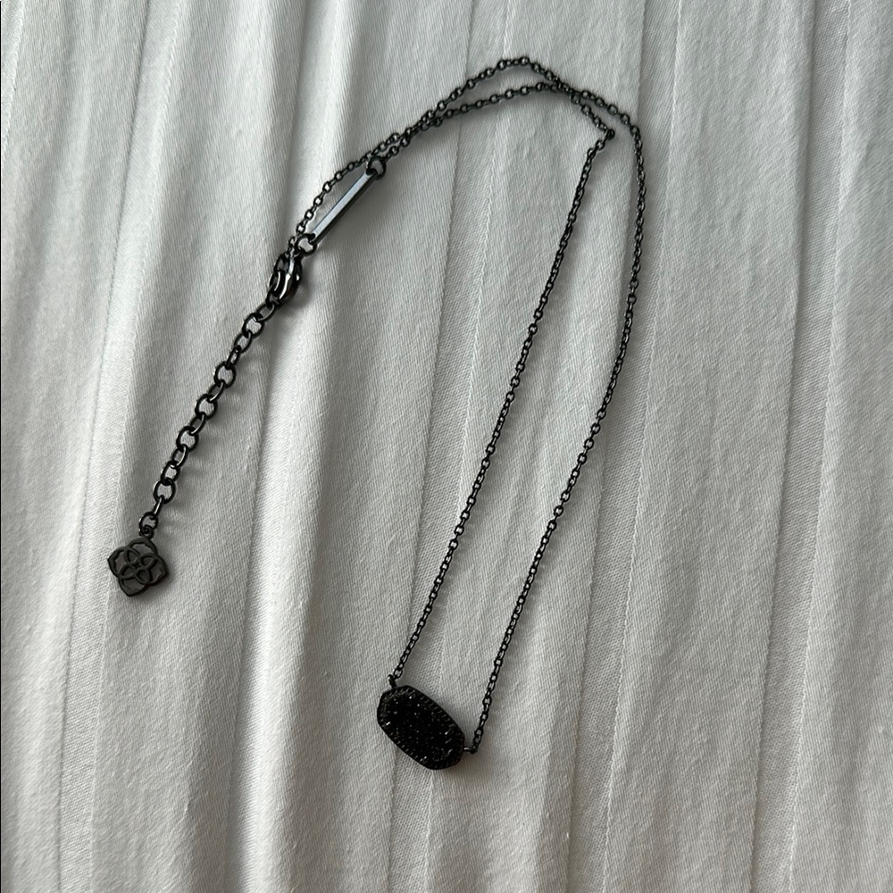 Kendra Scott Black Gunmetal Drusy Elisa Necklace